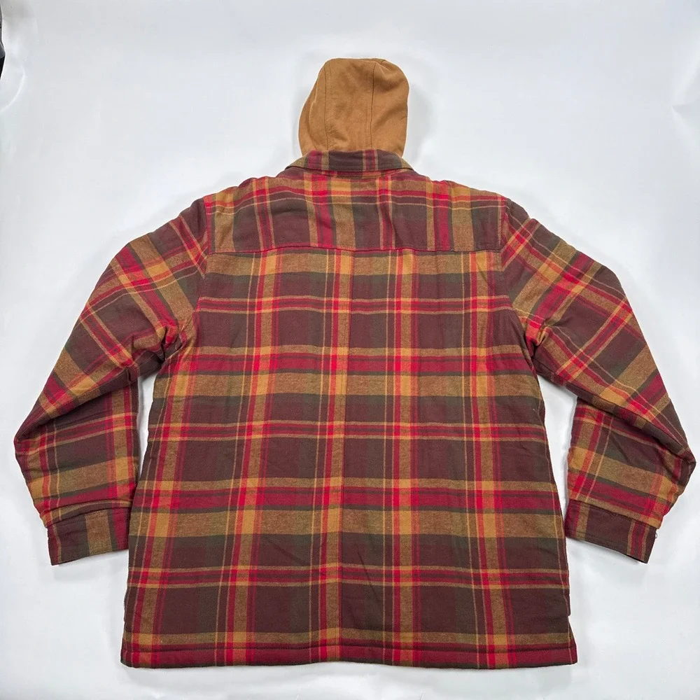 Legendary Whitetails Mens Shirt Jacket XL Red Plaid Maplewood Hooded Flannel